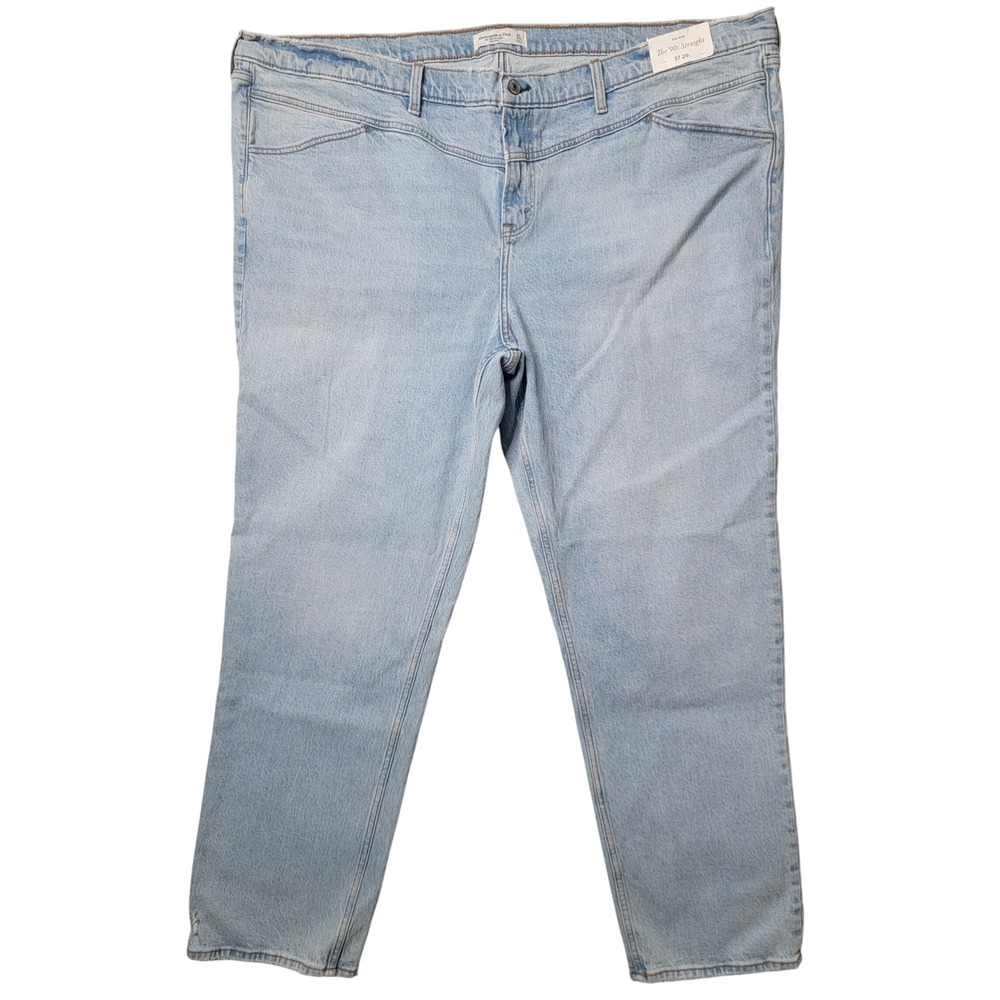 Abercrombie & Fitch Women Vintage 90s Straight Denim Light Wash Raw Hem 37 24